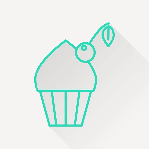 Cupcake vectoriel avec icône cerise . — Image vectorielle