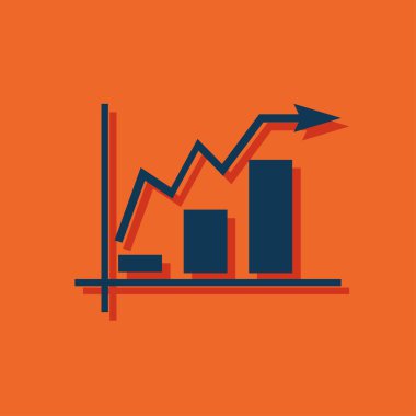 Çubuk grafik simge yükselen ok ile büyüyen