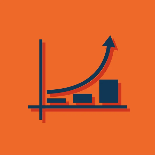 Wachsende Balken grafische Ikone mit steigendem Pfeil — Stockvektor
