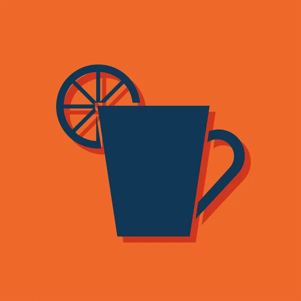 Icono de la cocina de la taza con limón — Vector de stock