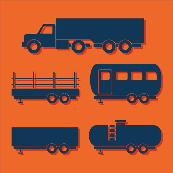 Conjunto de iconos planos de transporte. Ilustración vectorial — Vector de stock