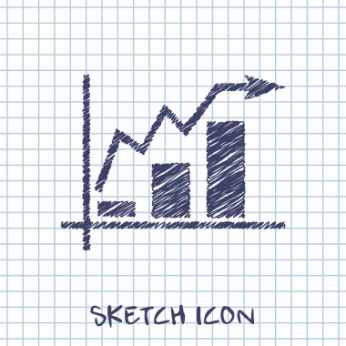 Çubuk grafik simge yükselen ok ile büyüyen