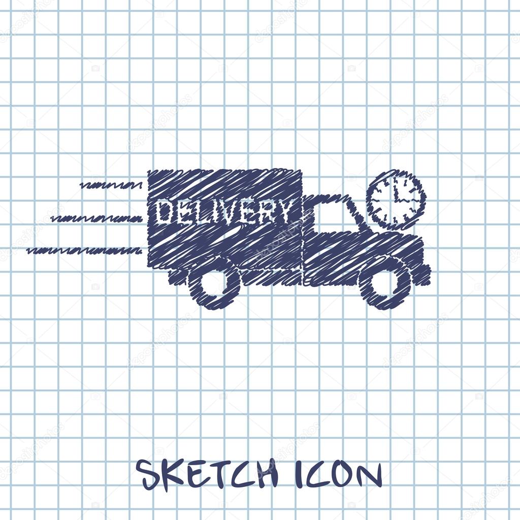 Delivery truck with clock icon