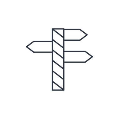 Yol işareti farklı yönlere ile anahat simgesini