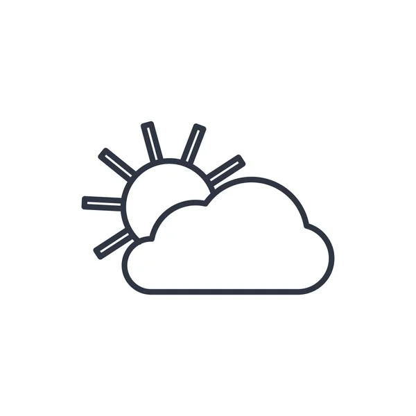 Icône de contour du soleil et du nuage — Image vectorielle