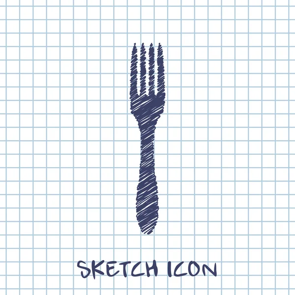Kuchyňské doodle skica ikony vidlice — Stockový vektor
