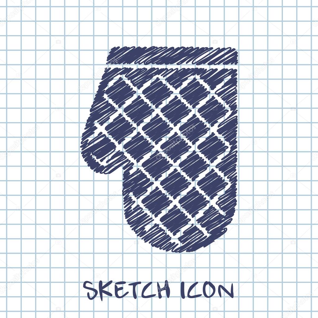 kitchen doodle sketch icon of potholder