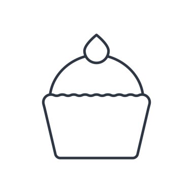 Vektör cupcake anahat simgesi. Gıda sembolü