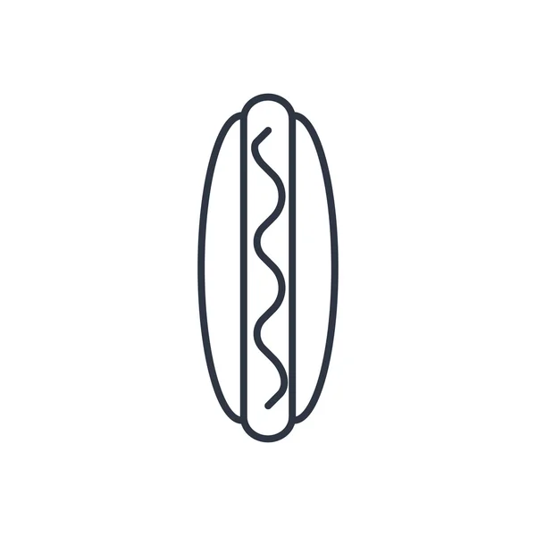 Hot dog wektor zarys ikona. Jedzenie symbol — Wektor stockowy