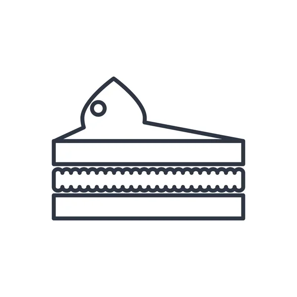 Vector pedazo del icono del contorno de la torta. Símbolo alimenticio — Vector de stock