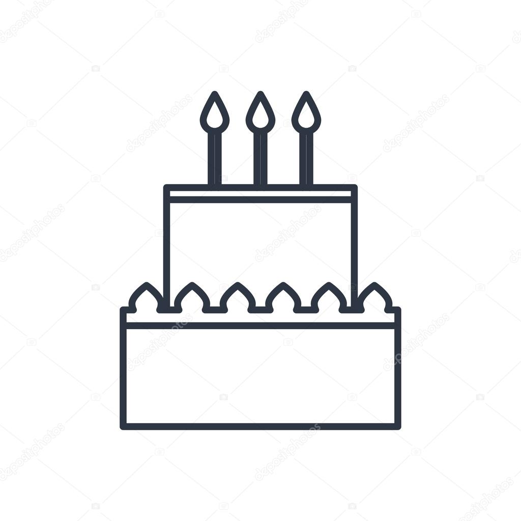 Vector Birthday Cake Outline Icon Food Symbol Stock Vector Image By C Icon Craft Studio