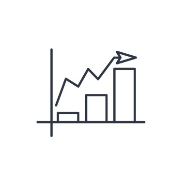 Çubuk grafik simge yükselen ok ile büyüyen