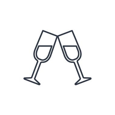 İki kadeh şarap veya şampanya simgesi