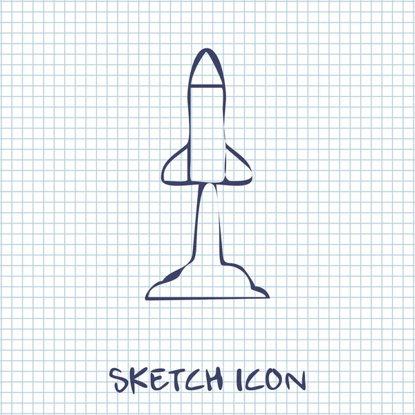 Starta raket skiss ikon — Stock vektor