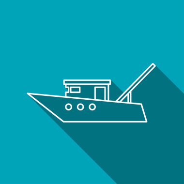 Motor balıkçılık tekne simgesini veya işareti, vektör simgesi