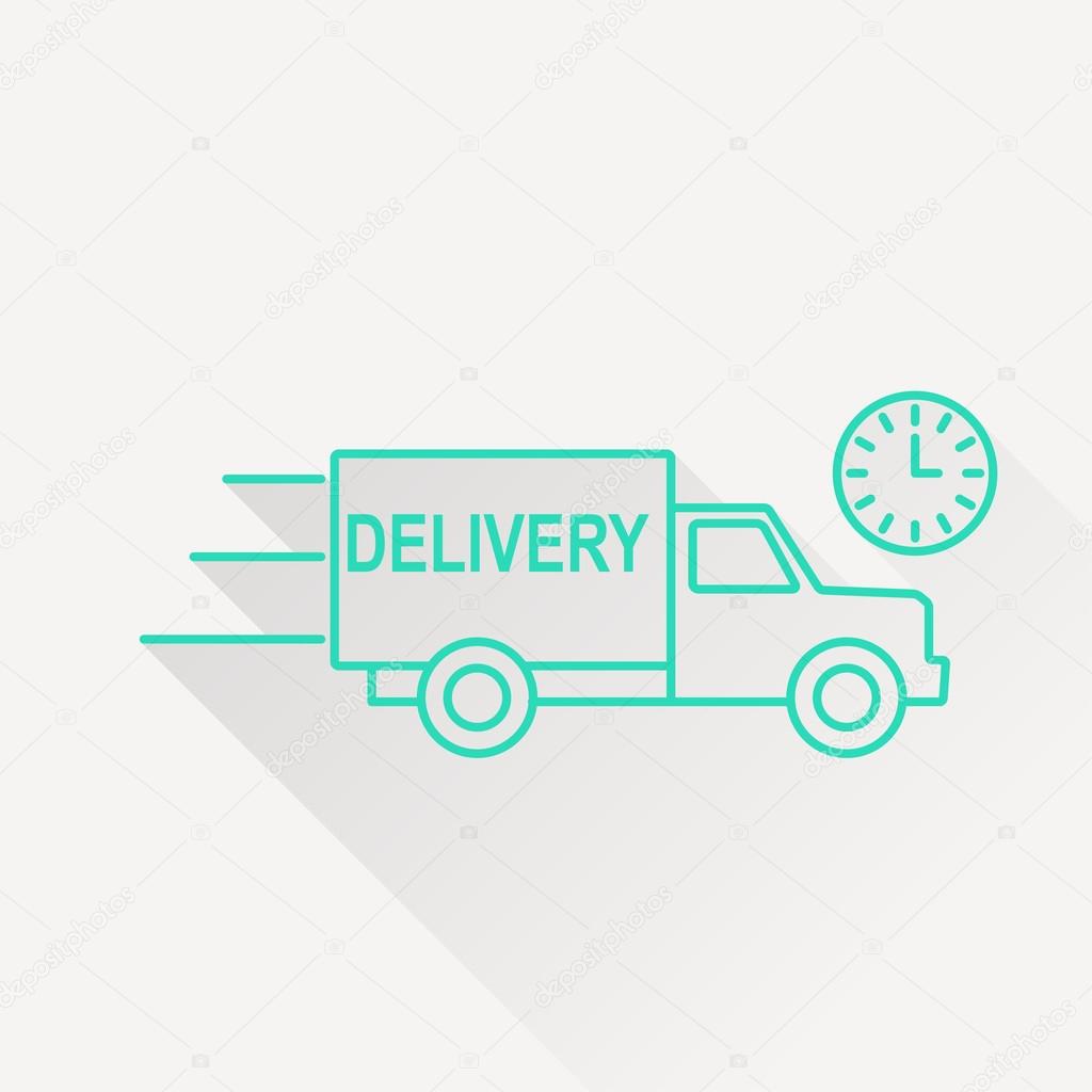 Delivery truck with clock icon
