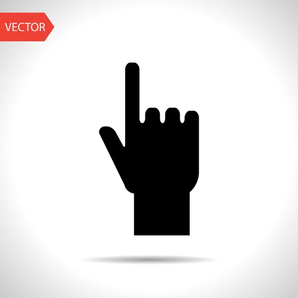 Apuntando mano vector negro icono — Vector de stock