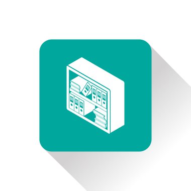 Kitaplık izometrik 3d simgesi