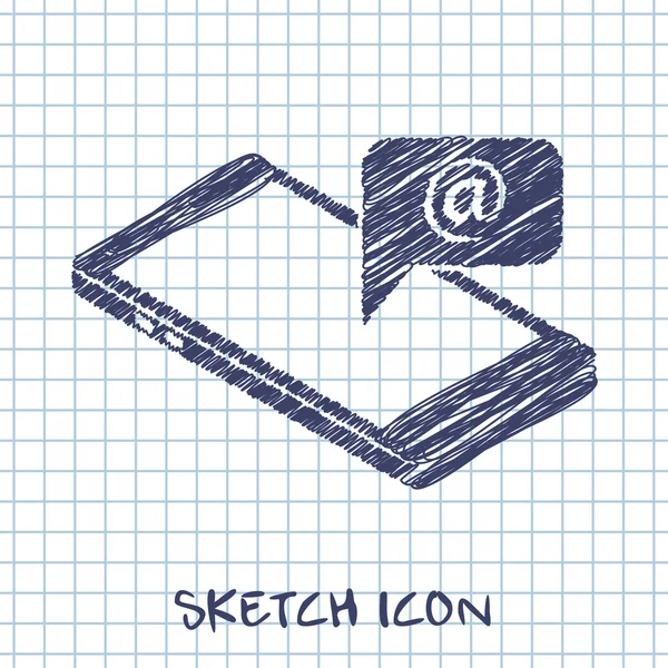 Smart phone message 3d isometric sketch icon — Stock Vector