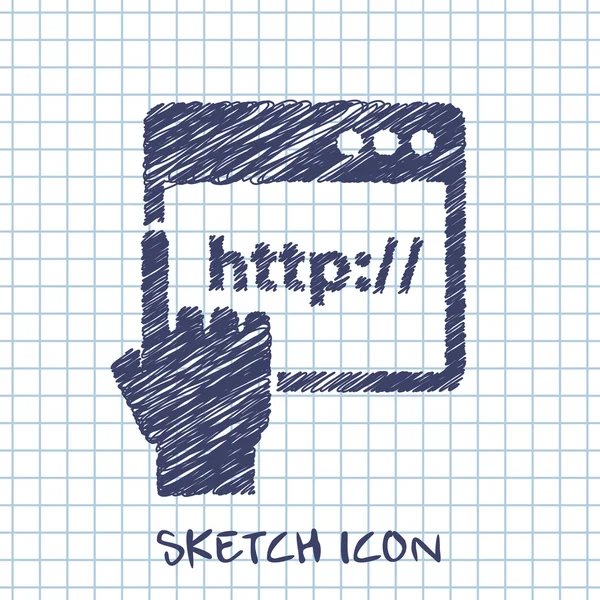 웹 브라우저 응용 프로그램 창 스케치 아이콘 — 스톡 벡터