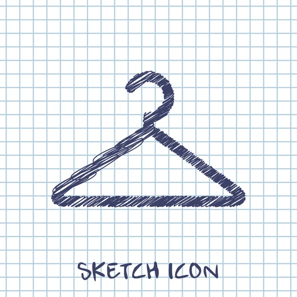 Clothes hanger vector sketch icon — Stock Vector