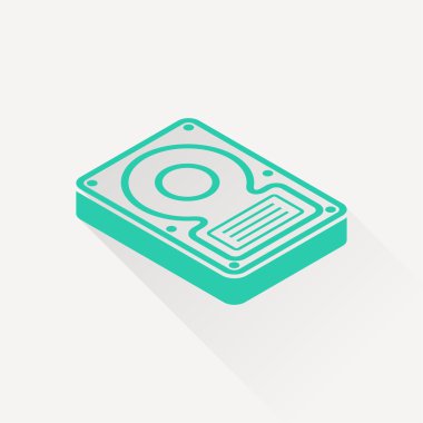 sabit disk sürücüsü depolama izometrik 3d simgesi