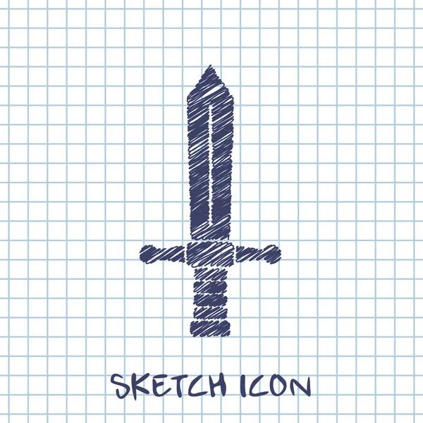 Espada medieval vector bosquejo icono — Vector de stock