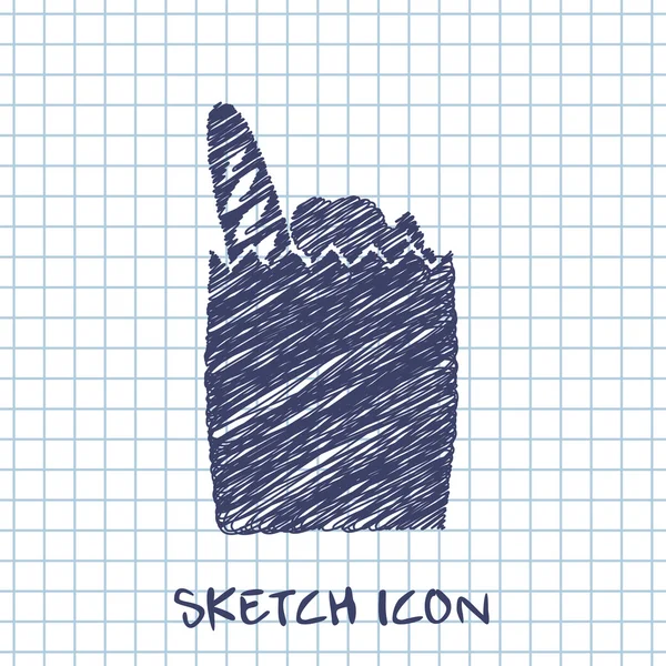 Producten papieren zak vector schets pictogram — Stockvector