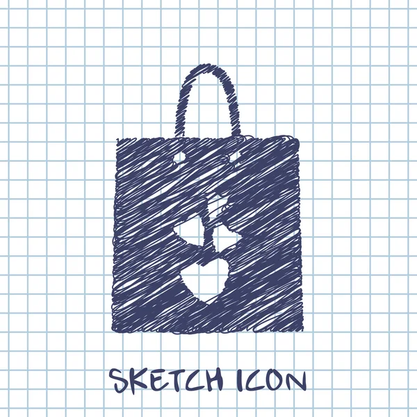 Presente bolsa ingenio corazones vector bosquejo icono — Vector de stock