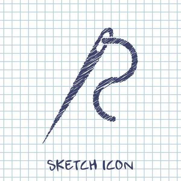 Nål och tråd vektor skiss ikon — Stock vektor