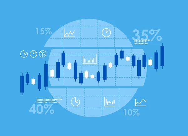 Candlestick Stock Exchange Finance Charts Données Financières Concept Statistique Illustration — Image vectorielle