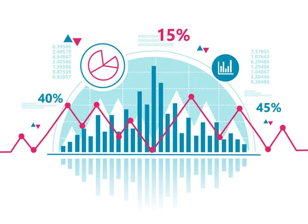 Aktiendiagramm Und Geschäftsstatistik Des Börsenhandels Mit Roter Grafik Finanzinvestitionen Und — Stockvektor
