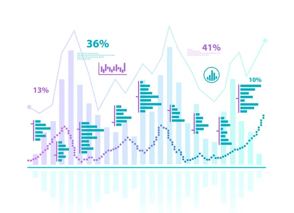 Graphique Affaires Statistiques Négociation Investissement Bourse Concept Affaires Trading Illustration — Image vectorielle