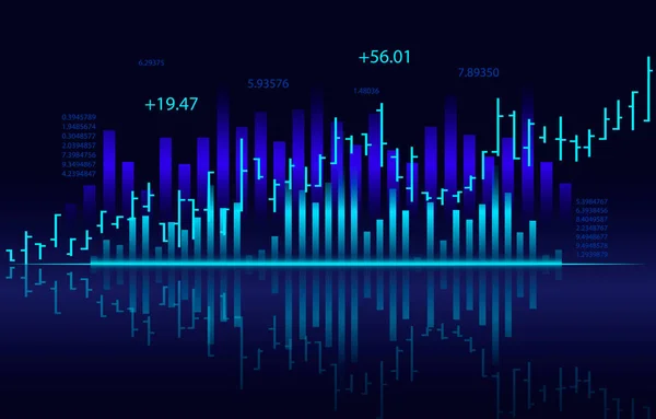 Bar Chart Pénzügyi Grafikon Stock Chart Virtuális Képernyőn Üzleti Sikerkoncepció — Stock Vector