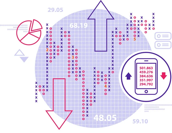 Graphique Points Chiffres Sur Écran Numérique Concept Affaires Trading Illustration — Image vectorielle