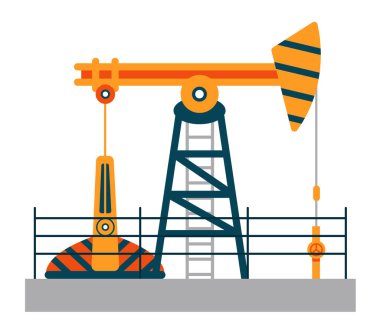 Yeraltından petrol ve doğal gaz çıkarma. Düz tasarım çizimi. Vektör