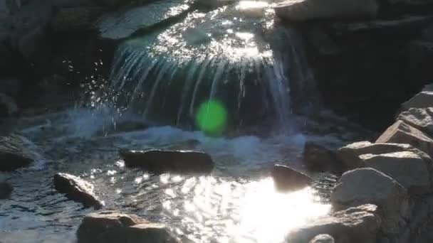 Artificial waterfall of natural stone — Stock Video