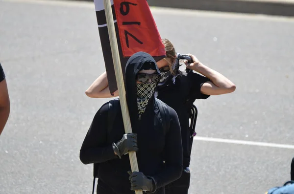 Antifa Protestando Denver Colorado Febrero 2017 — Foto de Stock