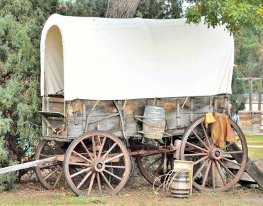 Old wagons used in the wild west.  clipart