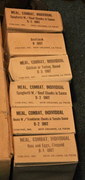 Rations Era Uma Velha Comida Exército Que Vinha Latas Não — Fotografia de Stock