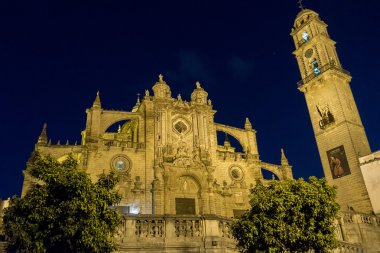 Jerez de la Frontera Katedrali gece, İspanya