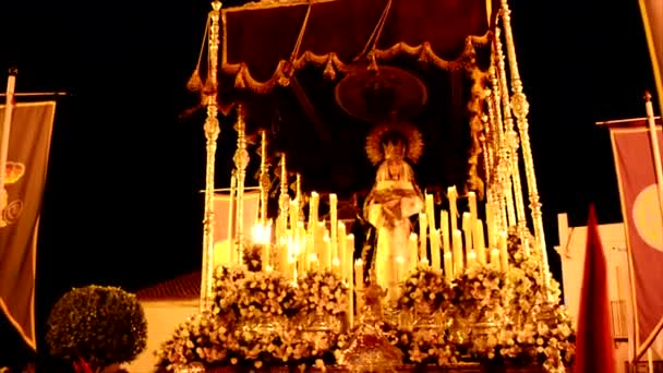 Holy week procession in Spain, Andalusia. — Stock Video