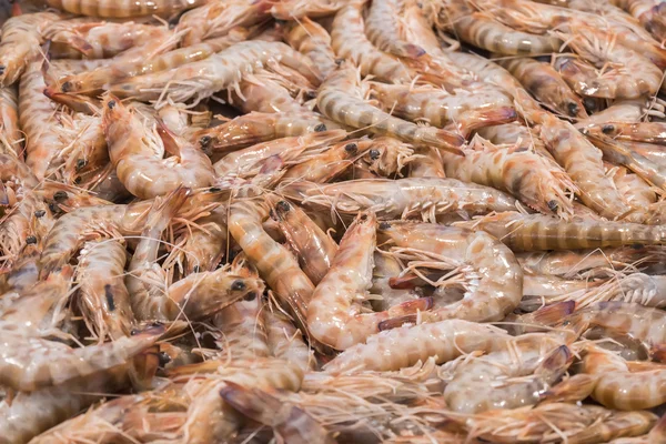 Raw prawns in the fish market — Stock Photo, Image