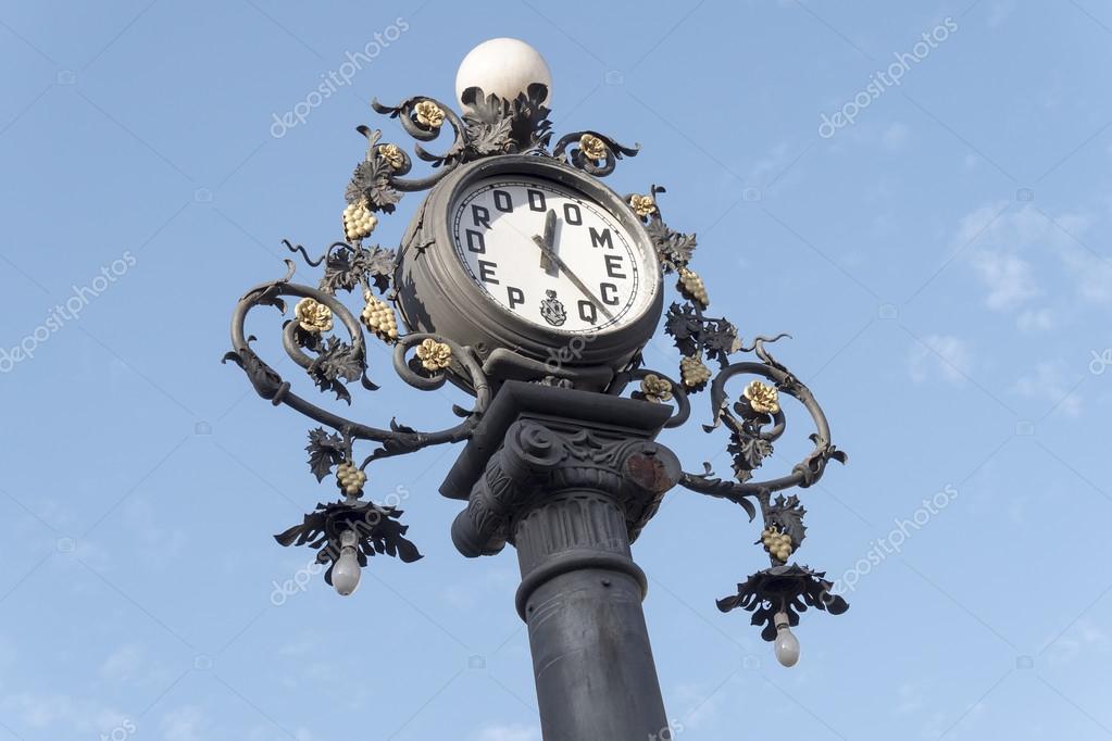 Clock Old Lamppost On The Street Jerez De La Frontera