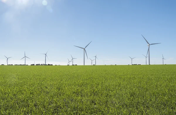 Moulins à vent pour la production d'énergie électrique, éco-énergie, éolienne — Photo