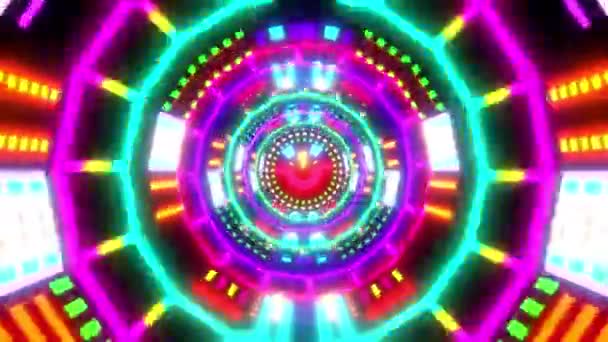 Çok Renkli Neon Trippy Psikedelik Gülen Yüz Kusursuz Döngü Tüneli — Stok video