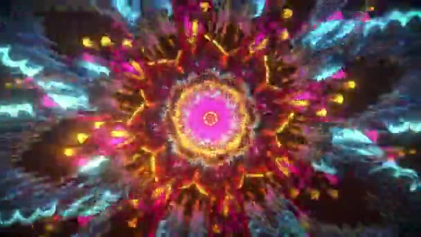 Mandala Kaleidoskop Bezešvé Smyčka Psychedelický Trippy Futuristický Tradiční Tunel Vzor — Stock video