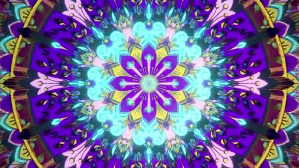 Mandala Kaleidoscope Seamless Loop Psichedelico Trippy Futuristico Tradizionale Tunnel Modello — Video Stock