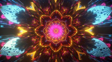 Hipnotik etnik fantezi için mandala simetrik arkaplan çok renkli kaleydoskop duvar kağıdı çakra meditasyonu hipnotik şamanik oryantal geri çekilme için fraktal yoga sanatı tasarımı