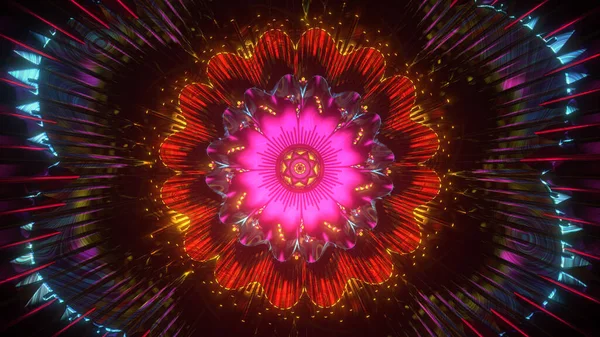 Mandala Simmetrico Sfondo Colorato Ipnotico Fantasia Etnica Multicolore Caleidoscopio Carta — Foto Stock